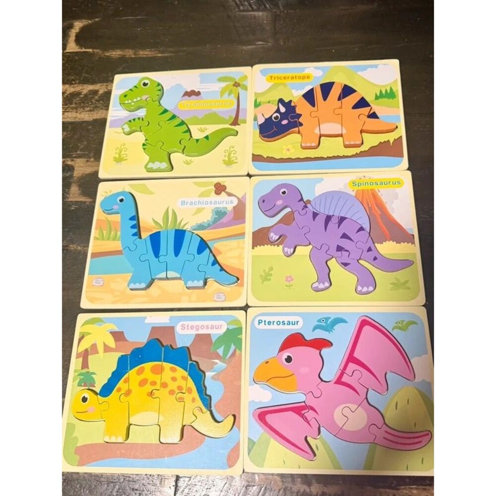 Set of 6 Wooden Dinosaur Puzzles